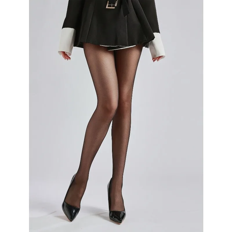 4 black shrimp thread/letter silk stockings for women, ultra-thin style, front and back two in one vertical line pantyhose