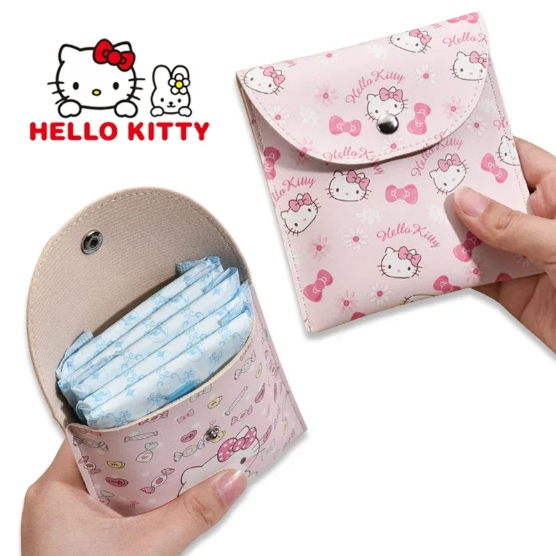 Sanrio Hello Kitty Women Tampon Storage Bag Sanitary Pad Pouch Napkin Cosmetic Bags Waterproof Multi-function Storage Bag Pouch