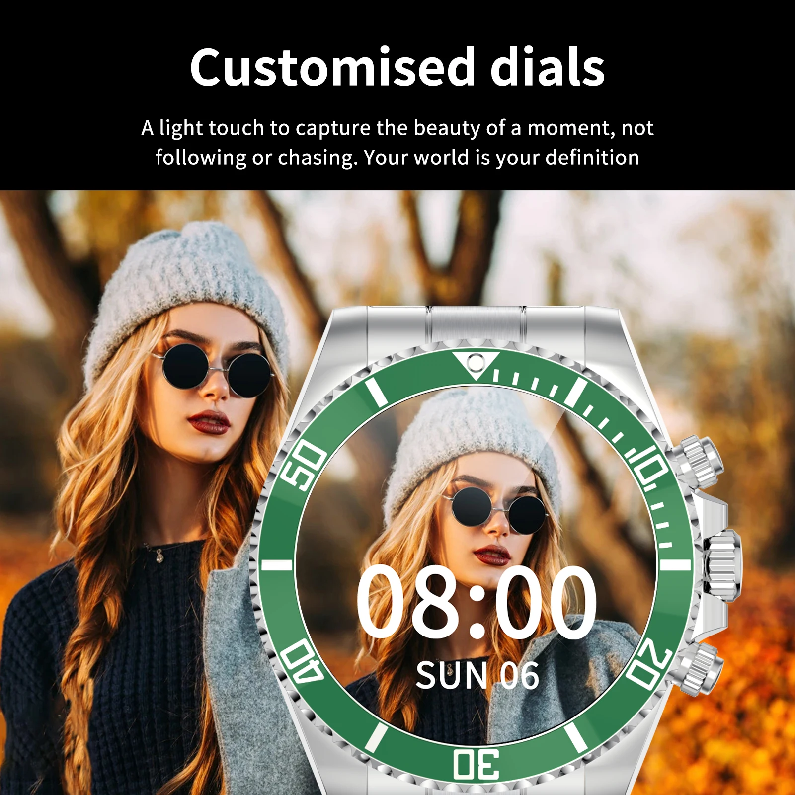 AW12 Business Style Smart Watch Men LED Noctilucent Rotatable Bezel Bluetooth Call Smartwatch 1.3