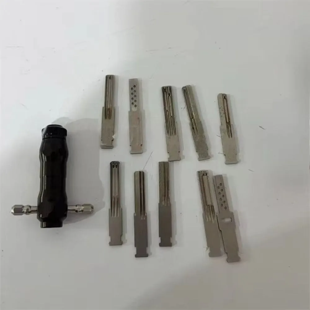 Interchangeable Keys Tubular Lock Pick Set Portable T-Handle Lockpicking Set 9-In-1 Stainless Steel Lock Opening Tool DIY Use