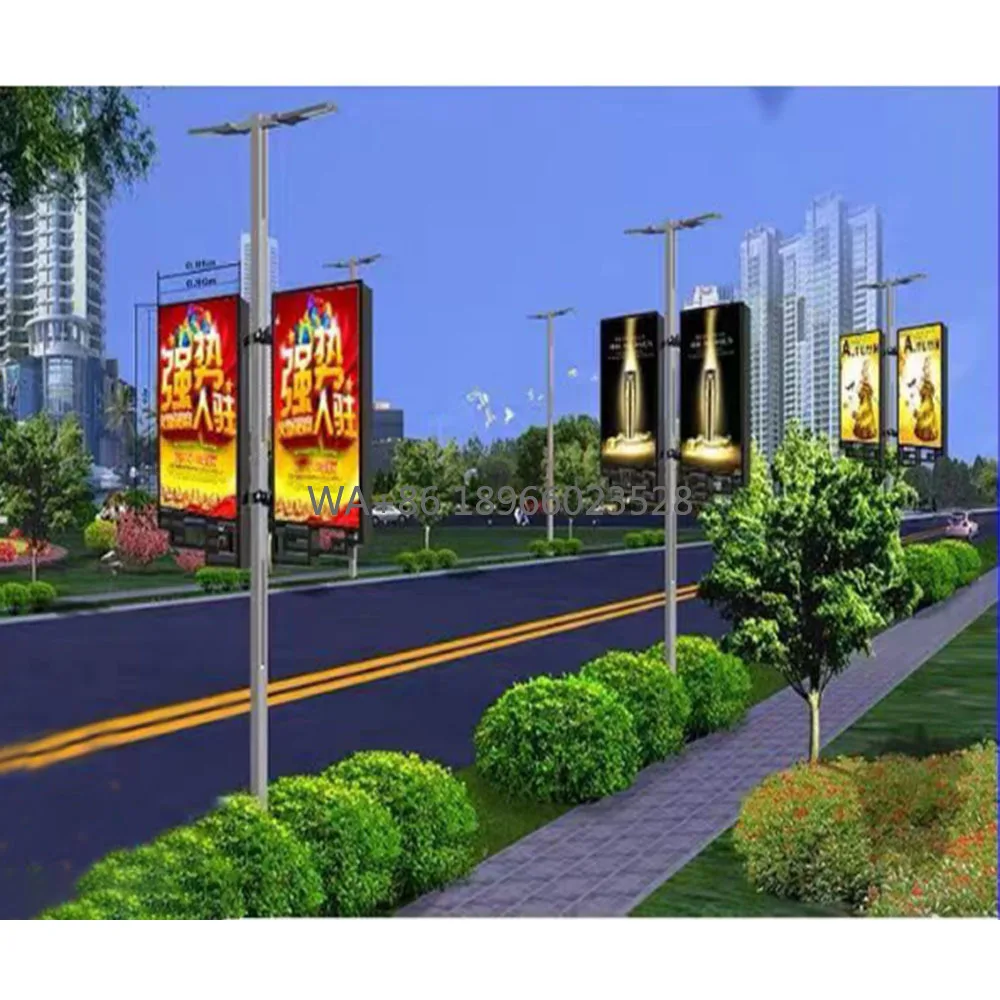 P2.5 P3 P3.33  3G4G5G Wifi Control Outdoor Street Lighting Pole LED Display Lamp Pole with Cctv Led Display in Smart Cities