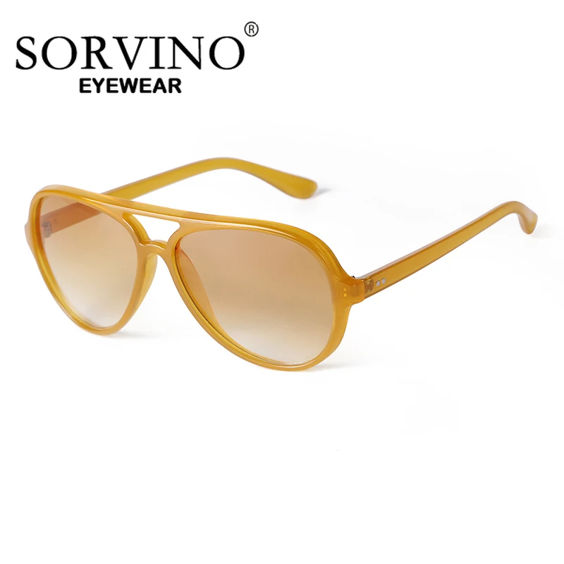 SORVINO Trend Retro Aviation Sunglasses Tortoiseshell Gradient Men Vintage Rivet Women Brand Design Oversized Pilot Sun Glasses