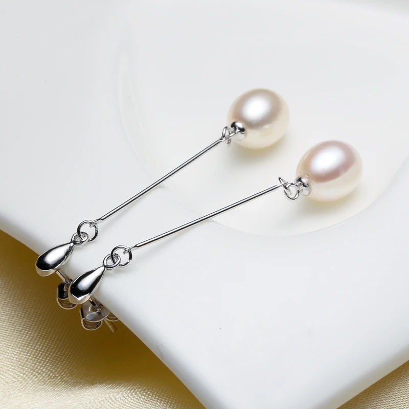 Trendy Natural Freshwater Black Pearl Earrings For Women 925 Sterling Silver Fine Jewelry Gift