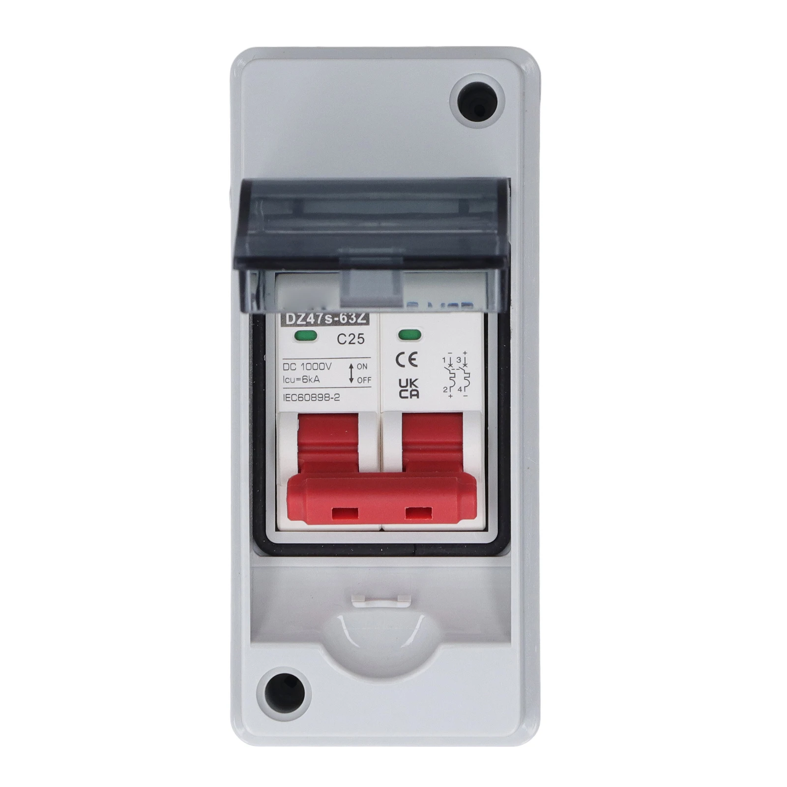 2P Photovoltaic System DC Miniature Circuit Breaker Solar IP65 Waterproof PV Disconnect Switch DC1000V 25A