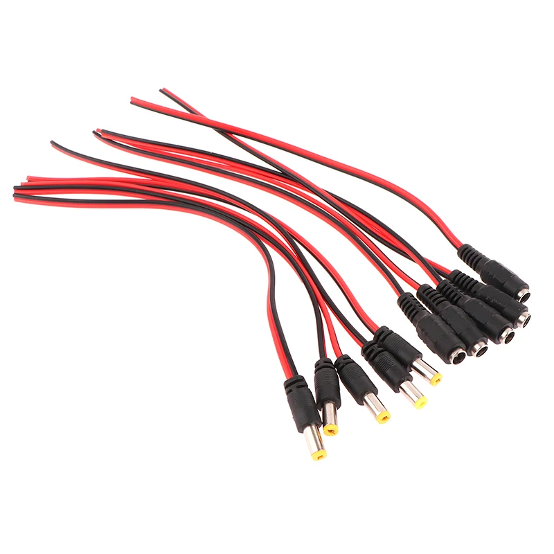 5 Pcs DC Power Male Female Cable 12V Plug DC Adapter Cable Plug Connector For CCTV Camera DC Plug 5.5*2.1mm