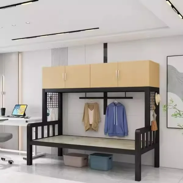 

Upper Cabinet Lower Bed Combination Bed Thickened Wrought Iron Elevated Bed Multifunctional Dormitory Bed High and Low Bed Simpl