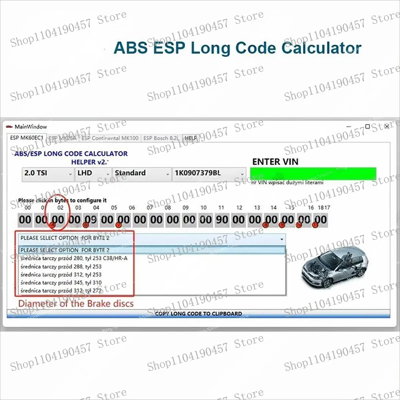 2024 hot software tools for VW ABS ESP Long Code Calculator Helper MK60EC1 ABS ESP Long Code Calculator Suports over 28 Cars