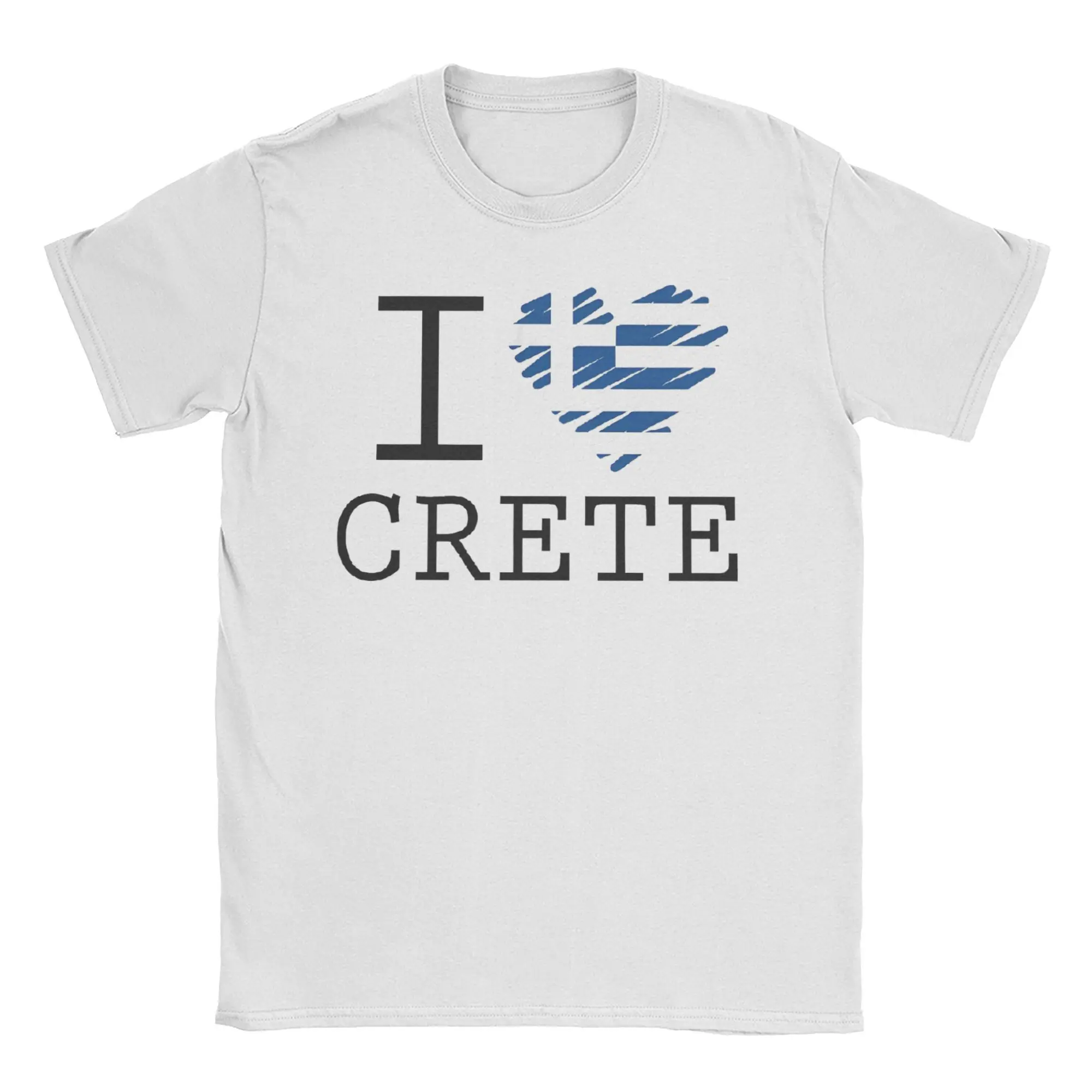 New Arrival I Love Crete Greek Flag greece T Shirt For Unisex  Pure Cotton T-shirts Short Sleeve Clothing