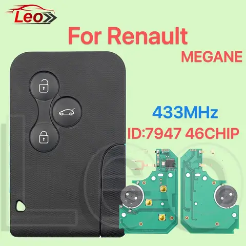 Leo Smart Remote Key For Renault MEGANE 2 3 Scenic Clio 2003 2004 2005 2006 2007 2008 PCF-7947 433MHz ID:46CHIP World available