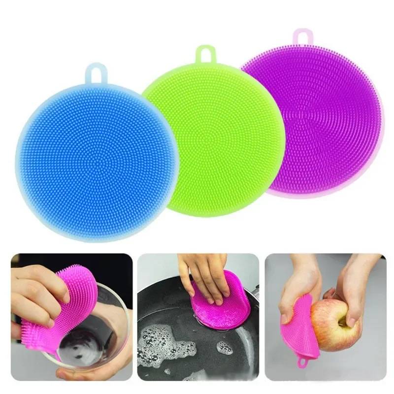 Multifunctional Dishwasher Brush Melon Fruit Vegetable Cleaning Brush Heat Insulation Pad Kitchen Supplies Tableware Brush