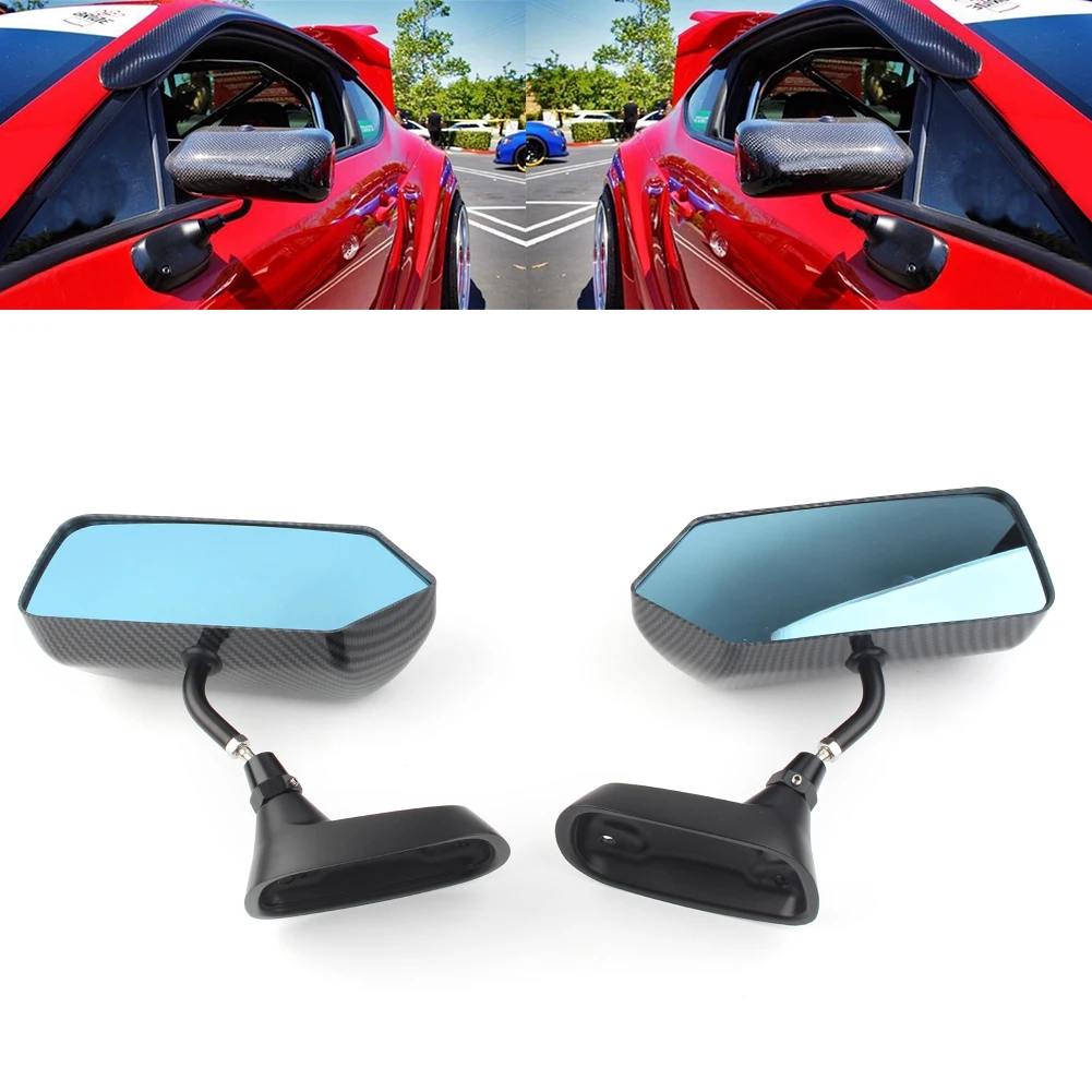 f1-style-car-side-blue-rearview-mirror-metal-bracket-carbon-fiber-styling-left-right-2pcs-universal