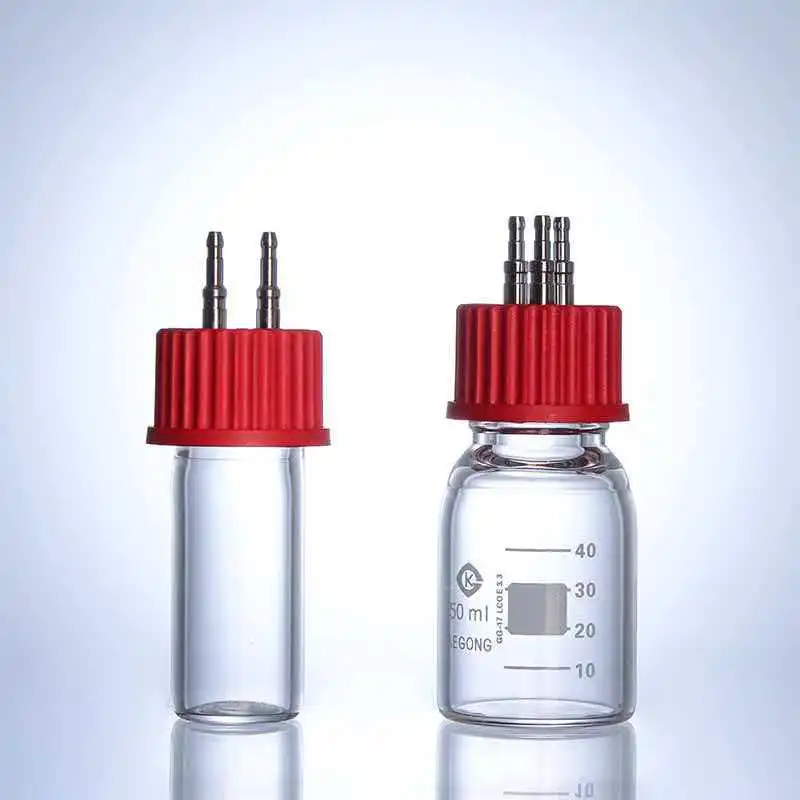 20 50ml Two-Way and Three-Way Transfer Small Capacity Fermentation Tank Feeding Bottle Waste Liquid Bottle GL32 Glass Reagent Bo