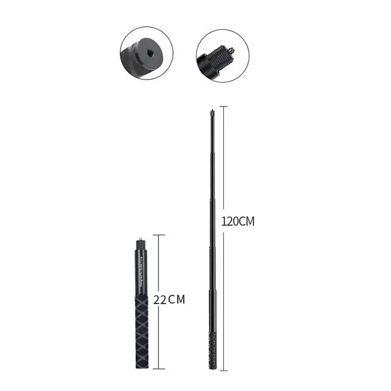 SORRISO 120 سنتيمتر عصا سيلفي غير مرئية الألومنيوم طويل تلسكوبي Monopod ترايبود تمديد قضيب لكاميرا الحركة Insta360