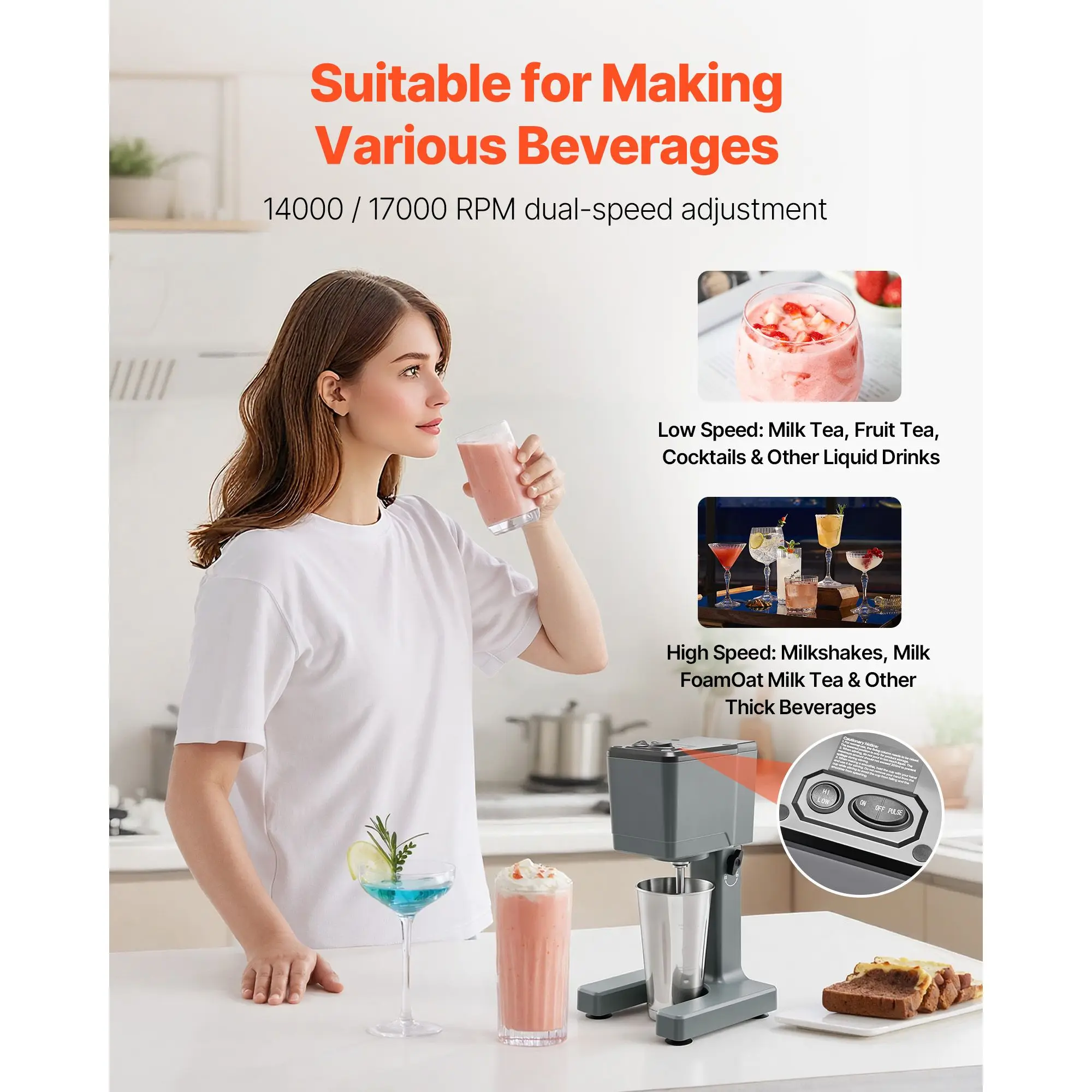 Milkshake Maker, 150W Milk Shake Maker Mixer, Single Head Drink Mixer Blender Machine, Dual-Speed Adjustment Milkshake Sale