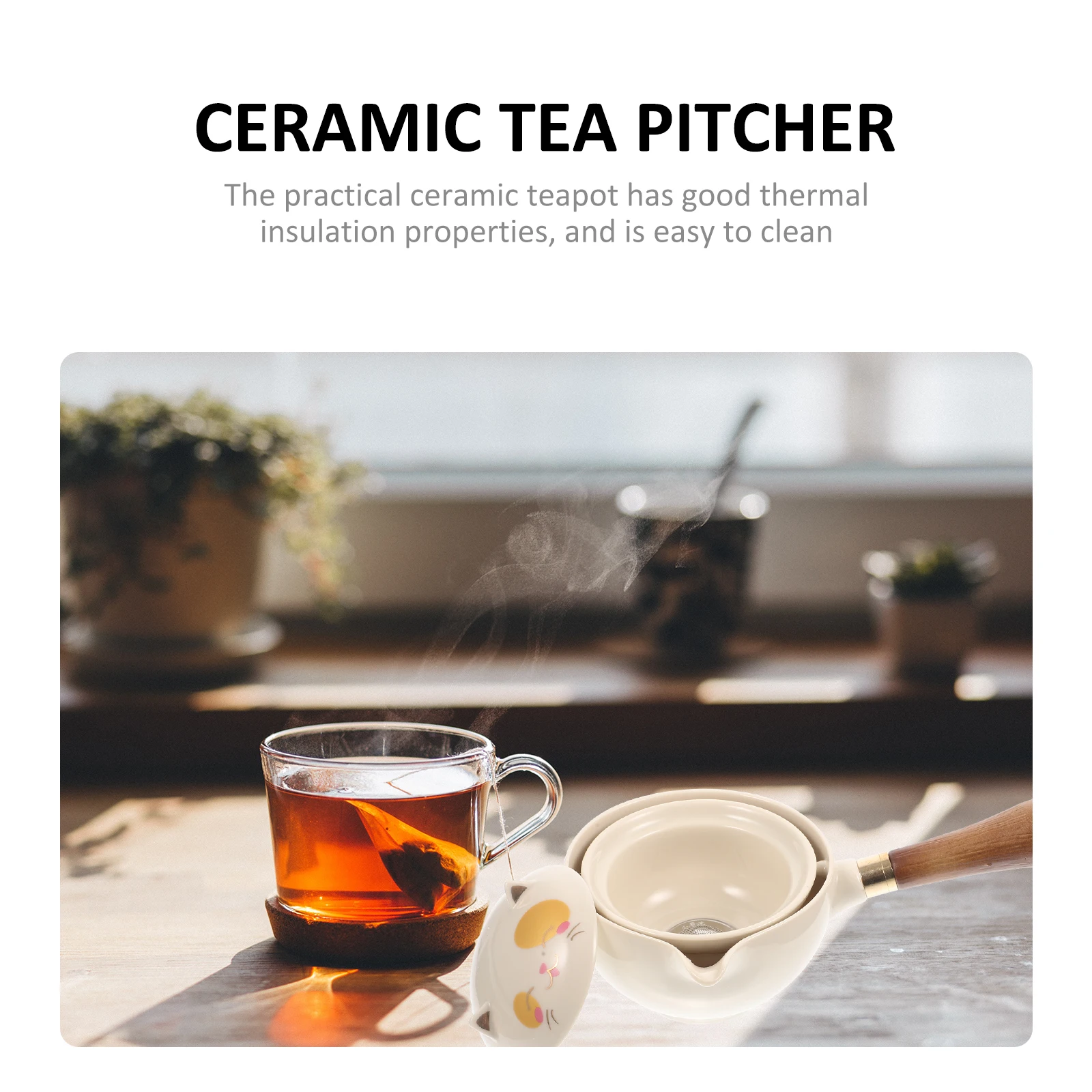 

Traditional Teapot Ceramic Single Pots Kettle Vintage Handheld Office Porcelain