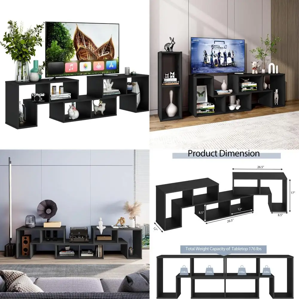 

Modern Minimalist 3-Piece Entertainment Center for 50-65 Inch TVs, Free-Combination Media Stand with Space-Saving Design