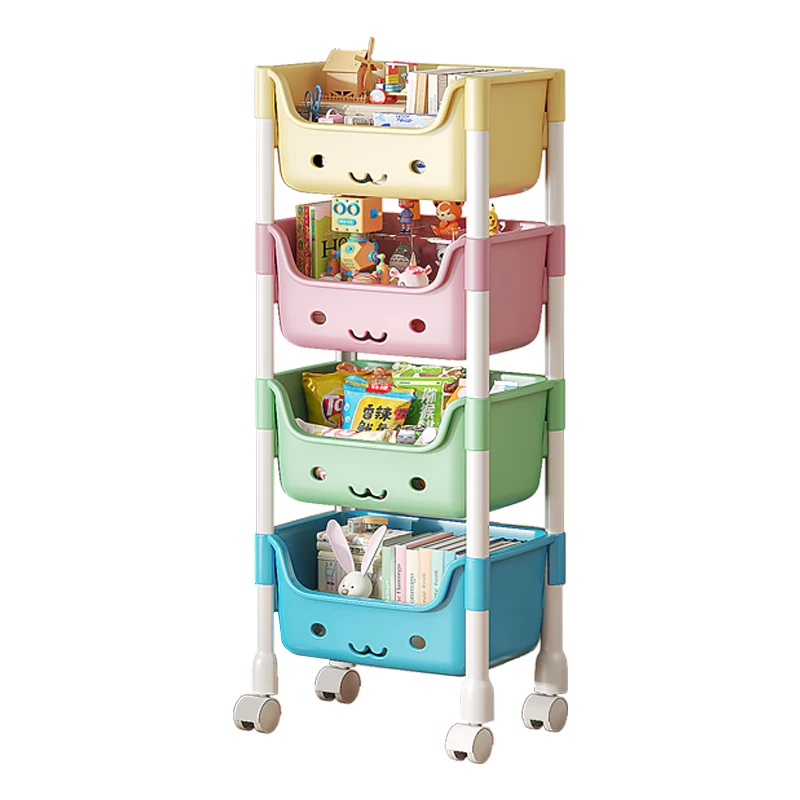 

Многослойная съемная книжная полка на тележке, органайзер для гостиной, пластиковая тележка на колесиках большой емкости, стеллаж для хранения детских игрушек