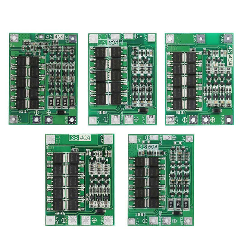 3S4S 40A60A Li-ion Lithium Battery Charger Protection Board 18650 BMS For Drill Motor 11.1V 12.6V/14.8V 16.8V Enhance Balance】
