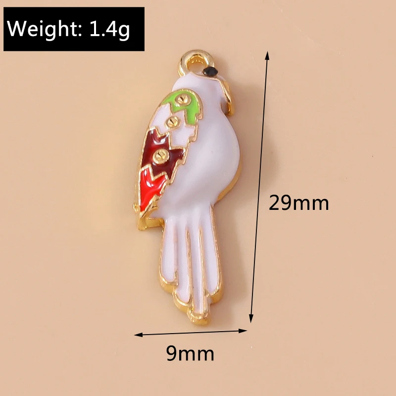 10 Stück Cartoon-Tier-Anhänger, Emaille-Vogel-Tauben-Charms, Anhänger für Schmuckherstellung, Halsketten, Ohrringe, Armbänder, DIY-Bastelbedarf – Detail 9