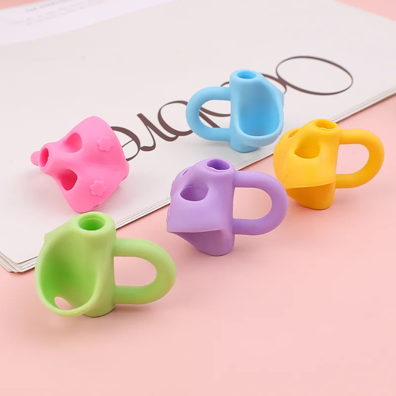 Child Pen Grips Silicone Three-finger Grip Posture Corrector Student Writing Posture Correction Learning Stationary Supplies