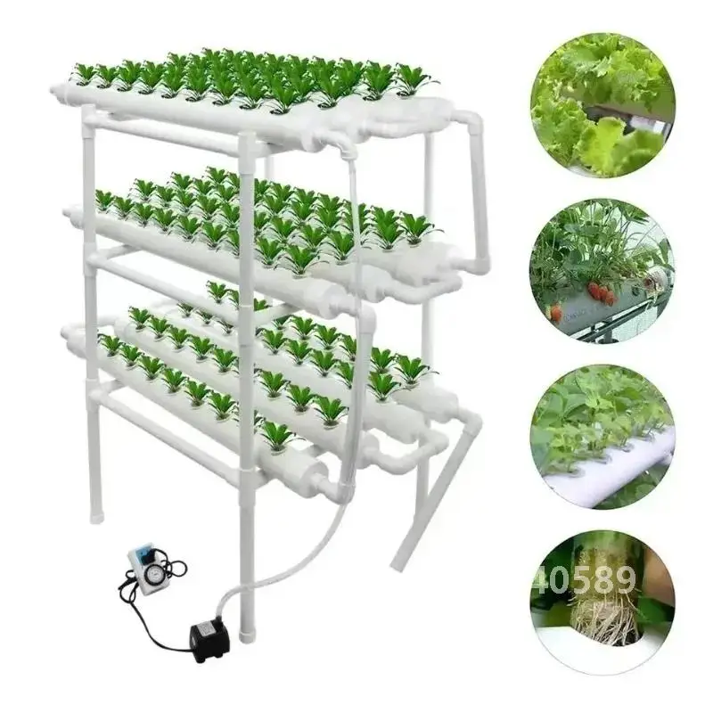 108 Holes Pipe Grow Kit NFT Indoor Greenhouse Planting Box Gardening System Nursery Pot Hydroponic Rack