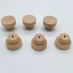 Round Wooden Cabinet Knobs Unfinished Wood Cupboard Furniture Drawer Pulls Handles with Screws for Wardrobe Dresser Closet