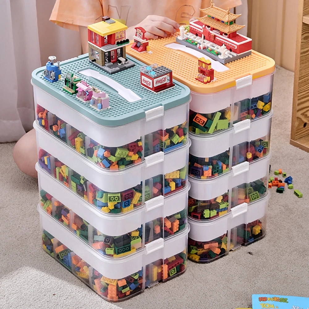 

Building Blocks Storage Box Organizer Compartment Building Desktop Storage Toy Box Organizer