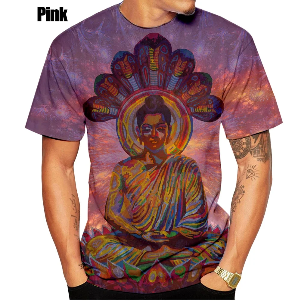 Summer New Fashion 3D Print T Shirt Religious Shakya Muni Buddha Face Short Sleeve Top