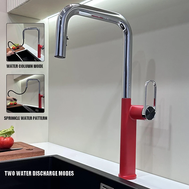 

Fashion Innovation U-shaped Pull Hot And Cold Household Sink Faucet Kitchen Pull Faucet