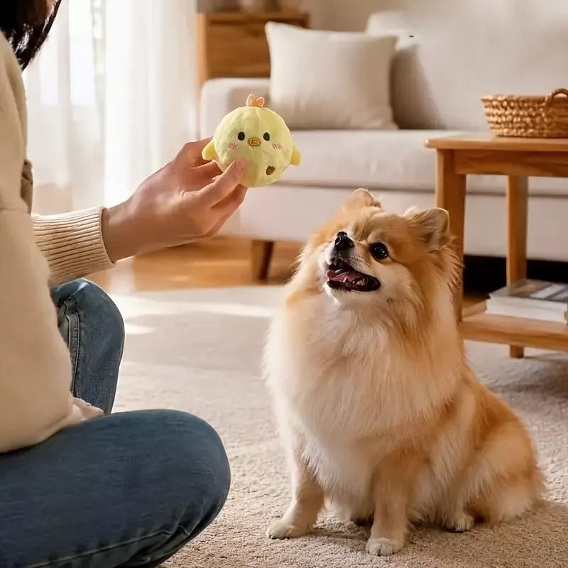Quietschendes Hundespielzeug aus weichem TPR zur Zahnreinigung, Plüsch-Spiky-Ball, interaktives Trainingsspielzeug für Hunde, Haustierzubehör – Detail 6