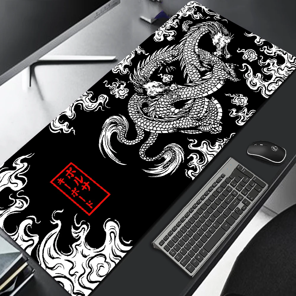 Japanese Dragon Large Desk Pad Gaming Mousepad Keyboard Gamer Mouse Pad The Table Speed Desk Mat Non-Slip Base 700X300 Mouse Mat