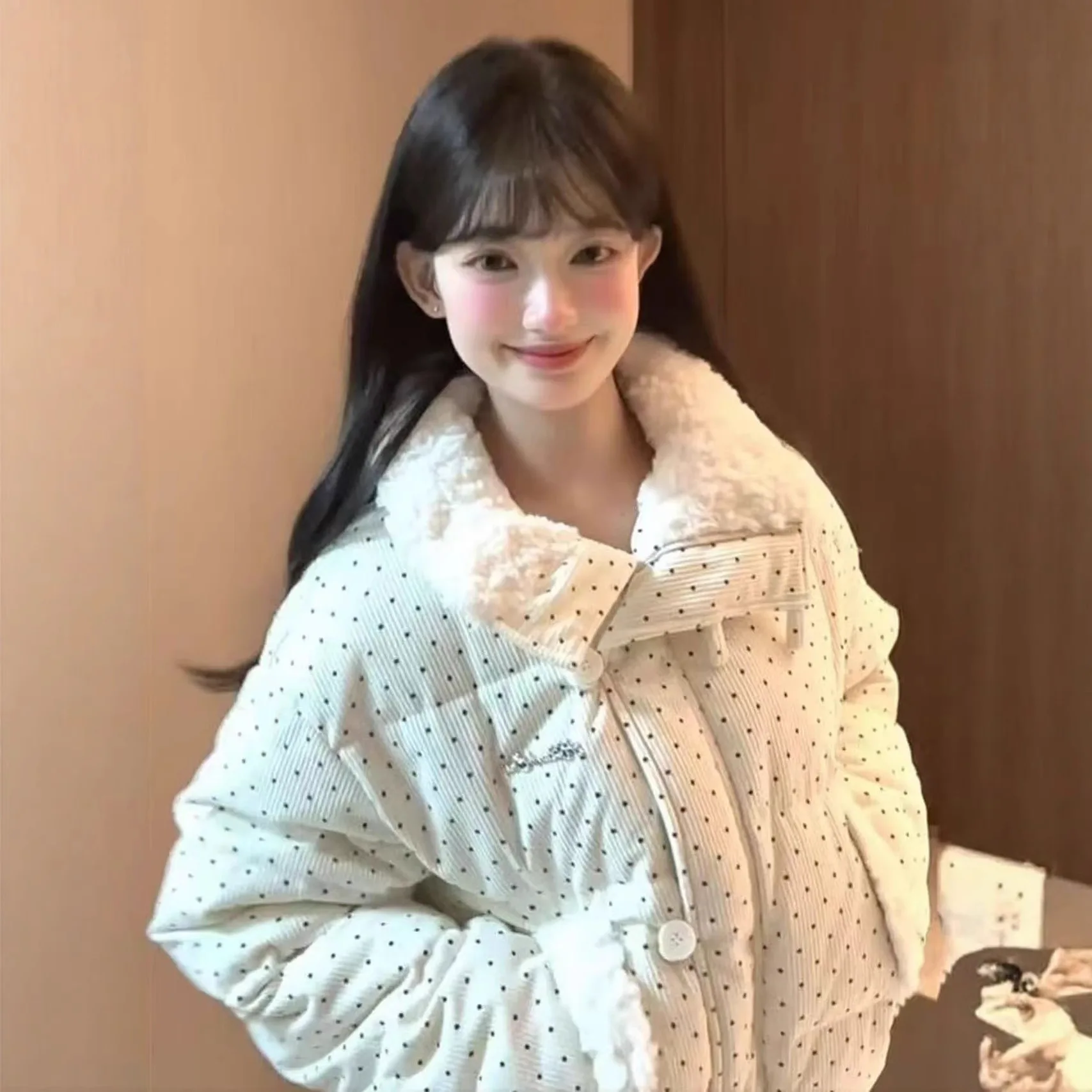 Veste d'hiver Version coréenne pour femmes, vêtements d'étudiant Kawaii, hauts chauds et confortables, amples et épais, vêtements d'extérieur d'hiver pour femmes