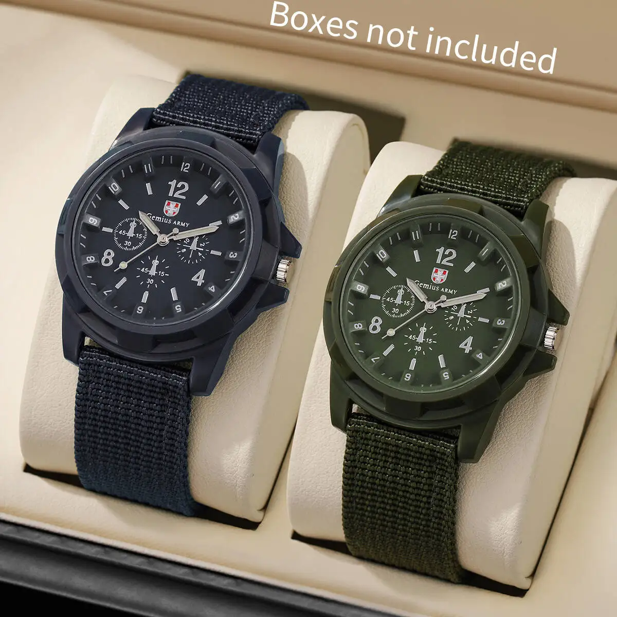2PCS/Set Casual Nylon Strap Men Sports Watches Military Quartz Watch for Mens Clock Wristwatches Reloj Hombre（Without Box）