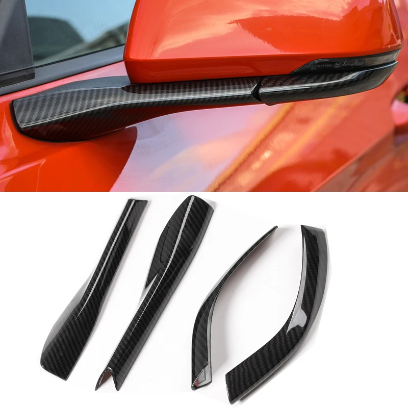 4x Car ABS Carbon Fiber Rearview Mirror Pedestal Decorative Cover Trim Strips For Ford Mustang 2015 2016 2017 Car Styling