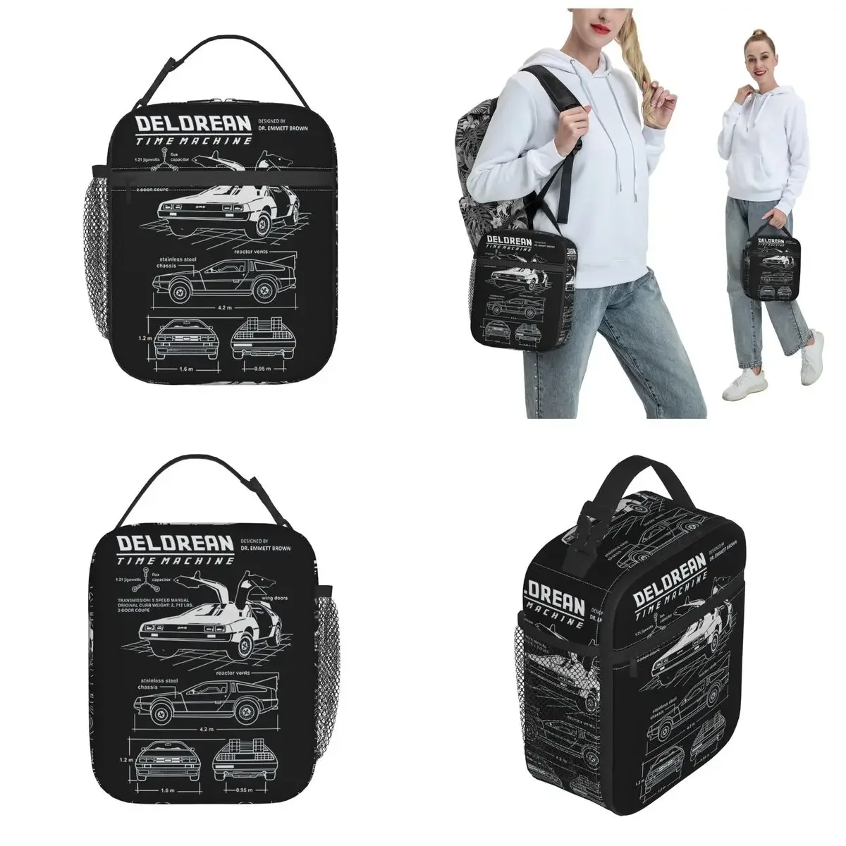 Back To The Future Delorean Car Insulated Lunch Bags Food Container Portable Thermal Cooler Lunch Boxes For Travel