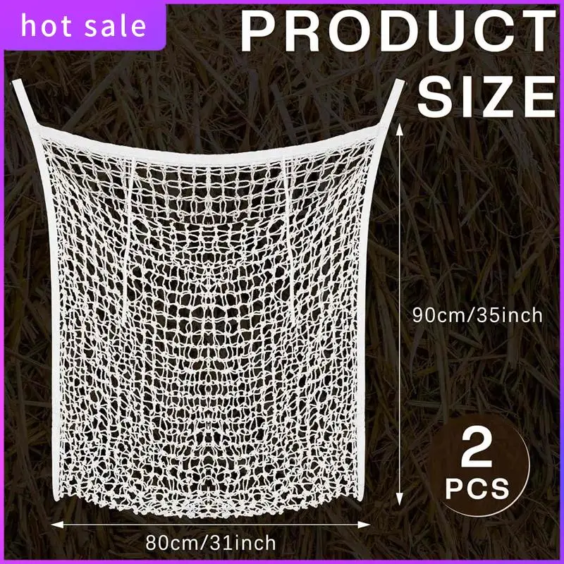 

2 Pcs Slow Feed Hay Net Hay Feeder Hay Bags For Horses Goat Stall Trailer Horse Feeding Supplies (White,35 X 31 Inch) Durable