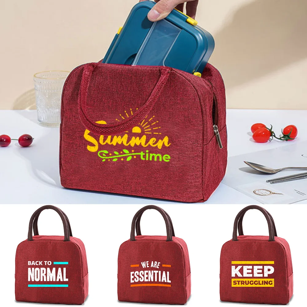 

New Phrase Insulated Lunch Bag Thermal Cooler Bag Cool Foods Drink Box Dinner Big Square Chilled Bags Canvas Zip Picnic Food Bag
