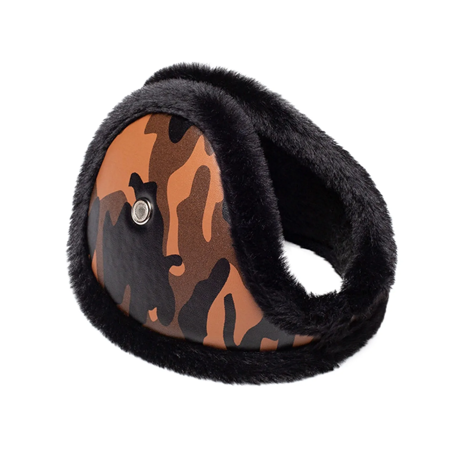 Herren Camouflage Ohrenschützer Winter Pu Leder Ohrenwärmer Verdickung Weiche Ohrenschützer Mit Lautsprecher Loch Outdoor