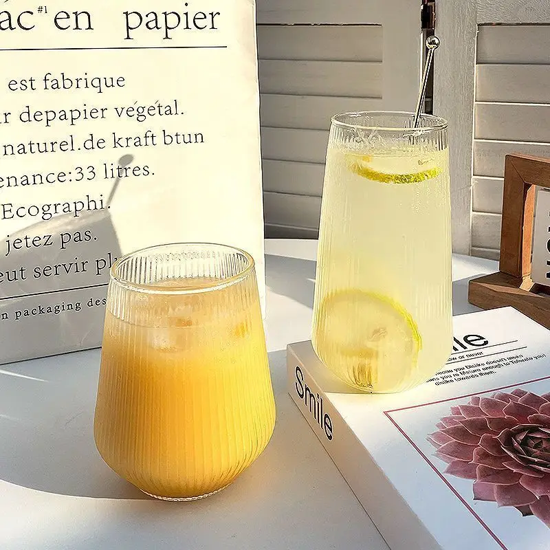 

435/500ml Glass Cup with Stirring Rod Transparent Tea Coffee Cup Juice Glasses Beer Can Milk Mocha Cups Breakfast Mug Drinkware