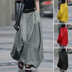 2022 Vintage Summer Skirts Women High Waist Solid Cotton Skirt Saia Female Beach Maxi Long Skirts Jupe Faldas