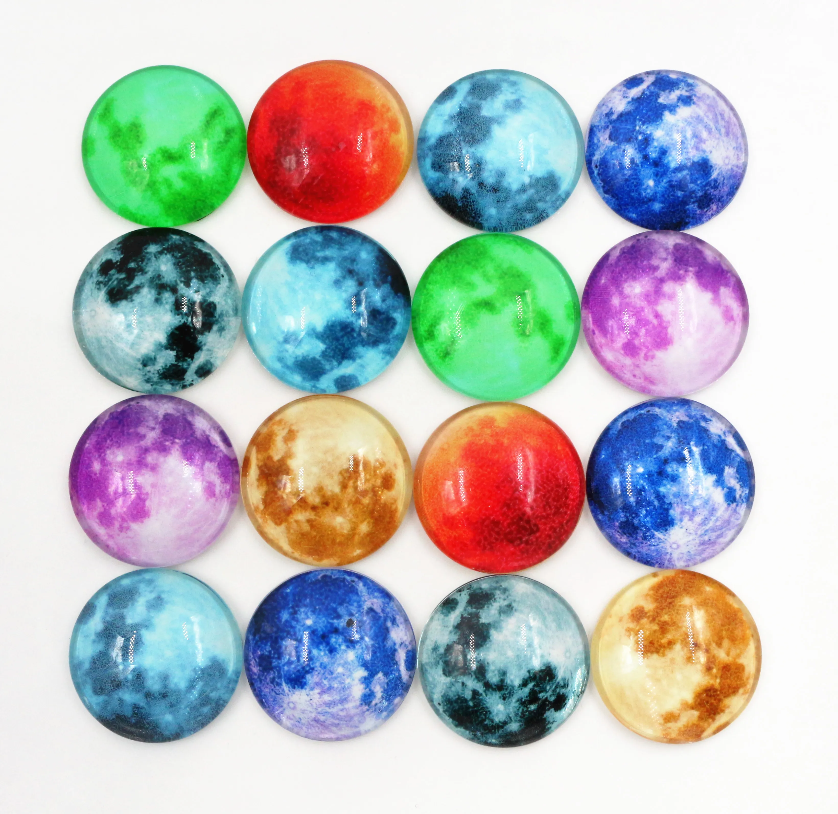 Glow in Dark 10 12 14 16 20 25mm Mixed Luminous Stars Moon Handmade Glass Cabochons Pattern Domed Jewelry Accessories Supplies
