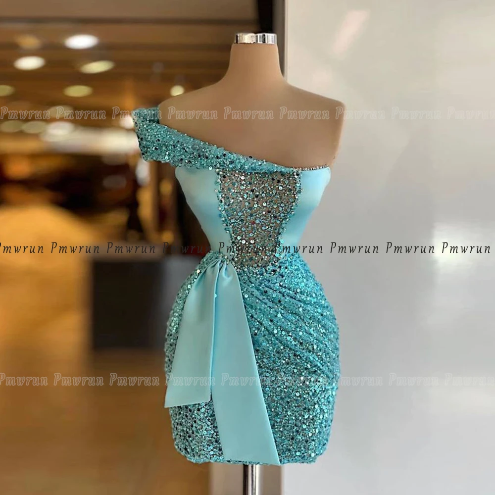 Mini Cocktail Dresses For Woman Sexy Above Sequin Bead Strapless Custom Size Prom Gown Sleeveless Party Vestido De Noche