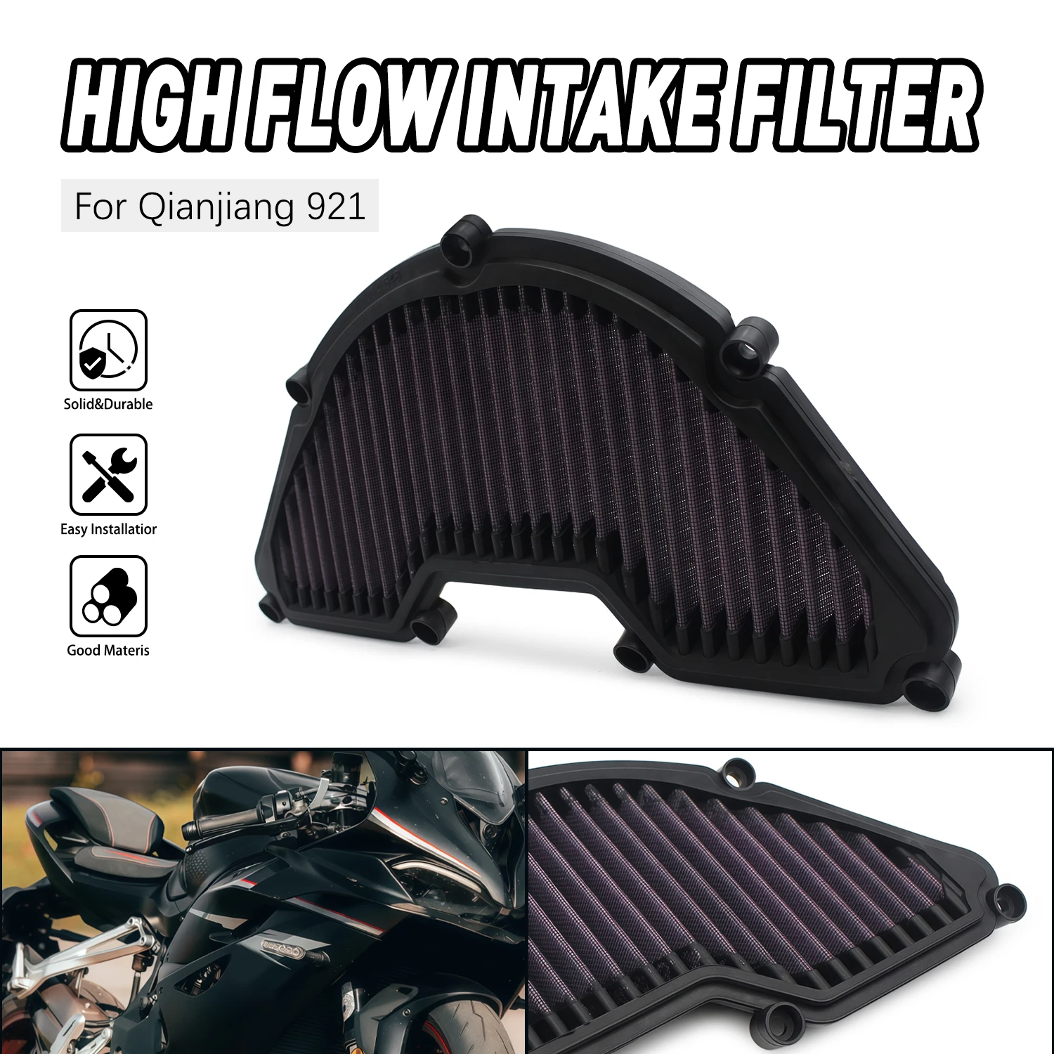 

Air Filter Element For Qianjiang Motorcycle Race 921 High Quality Replacement Motorcycle Accessories
