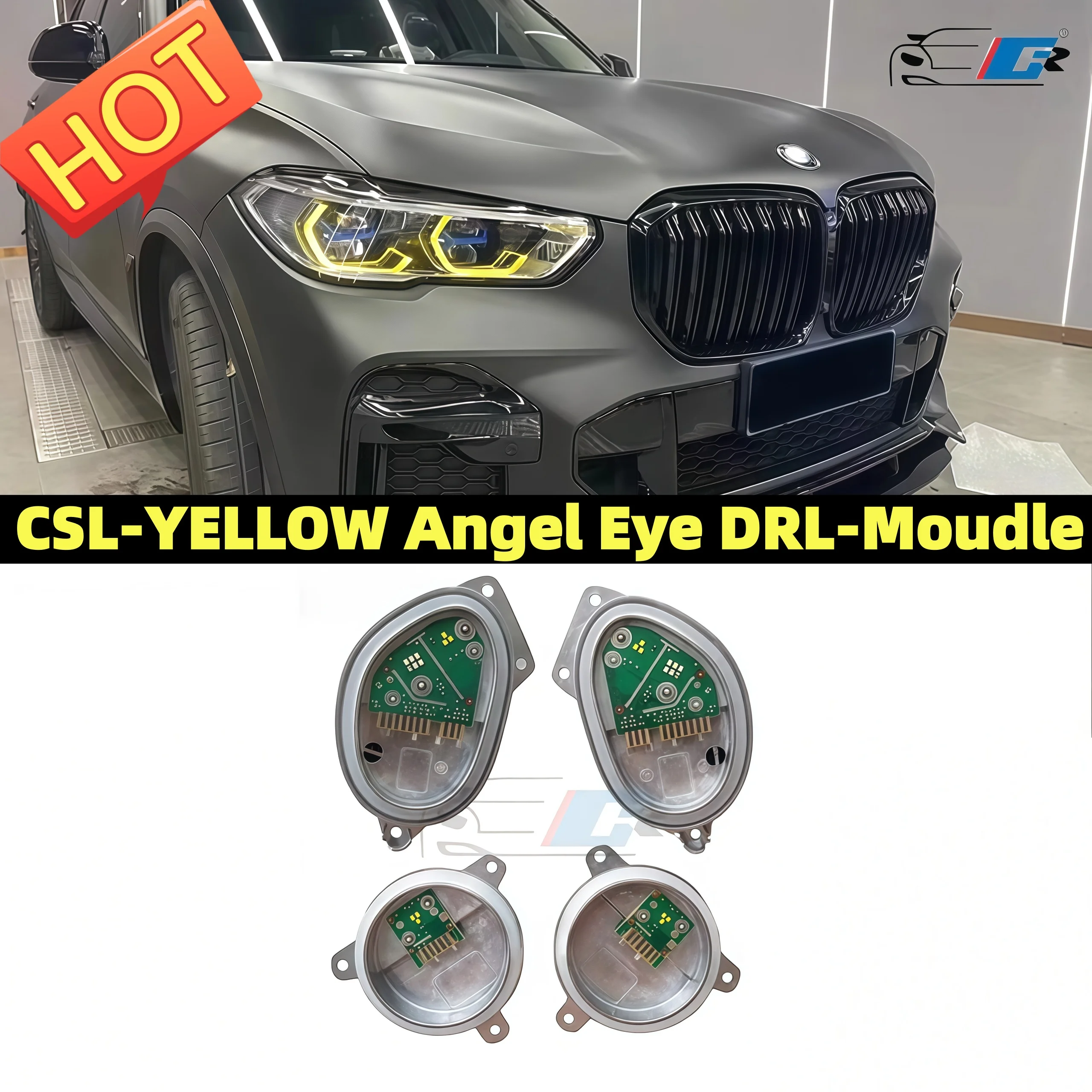

Yellow CSL Style DRL Modules For BMW X5 G05 X6 G06 F95 F96 Pre‑LCI 2019-2022 for Laser Headlights Fits US Version