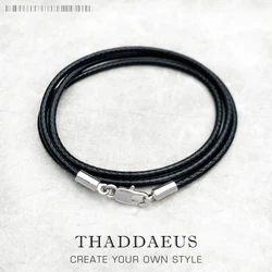 Wax Rope Black Ribbon Necklace Brand New Strand Fashion Jewelry Europe Style 925 Sterling Silver Gift For Men Women