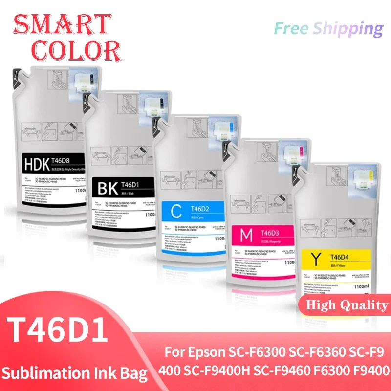 1 Set Sublimation Ink Bag 1100ML T46D8 T46D1-T46D4 Ink Pack For Epson SC-F6300 SC-F6360 SC-F9400 SC-F9400H SC-F9460 F6300 F9400