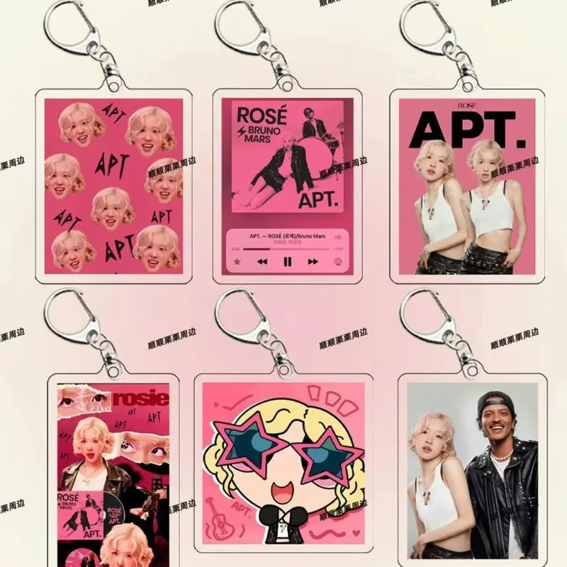 KPOP ROSE SOLO Album APT Acrylic Keychain ROSIE New Photocard Bag Pendant Accessories Fans Collection Fashion Keyring Cute Gift