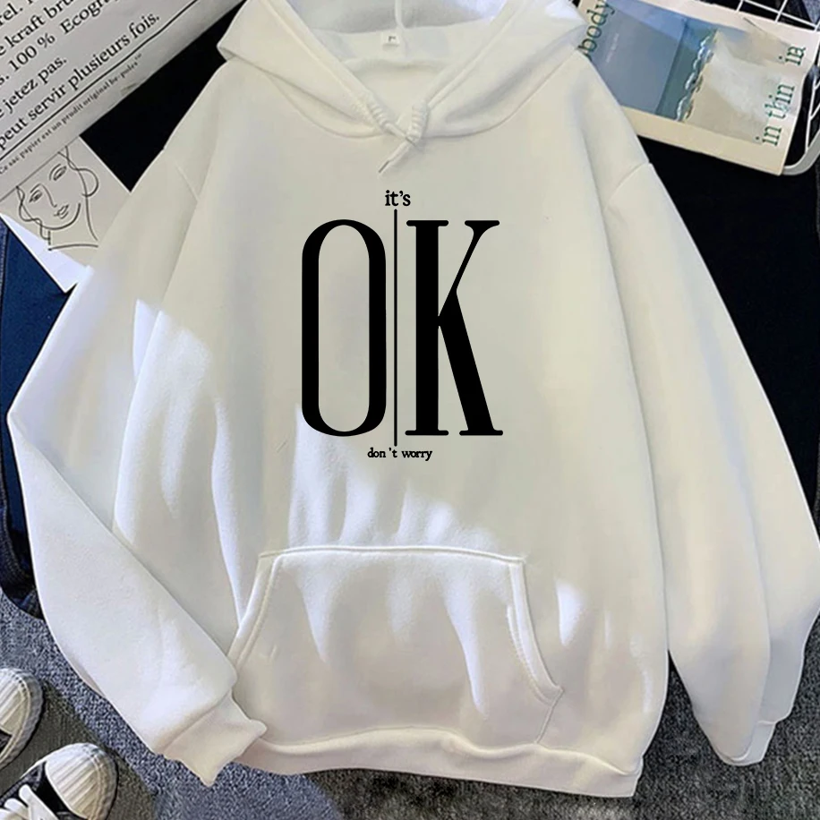 

Ok Concise Slogan Graphic Men Woman Hoodies Winter Long Sleeve Leisure Couple's Tops XXS-4XL Street Fashion Comfortable Clothing