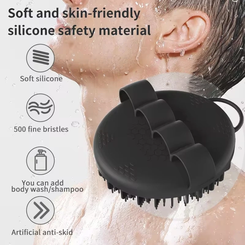 

1pc Soft Silicone Exfoliating Brush Cleanser Manual Body Cleansing Body Care Scrubber Shower Gentle Massage Bath Brush For Men