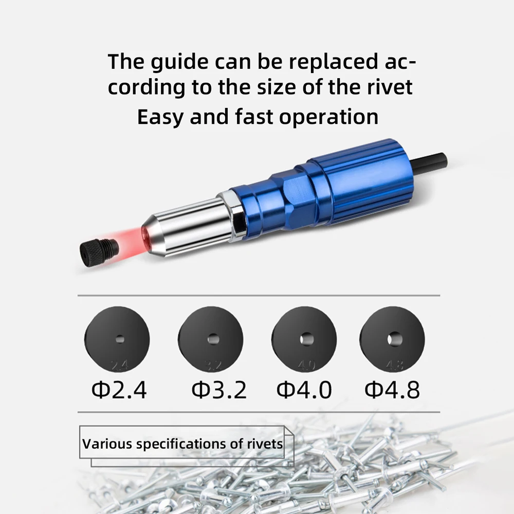 Pistola remachadora eléctrica de 2,4mm-4,8mm, adaptador de broca, herramienta de remachado inalámbrica, tuerca de inserción, accesorios de herramientas eléctricas